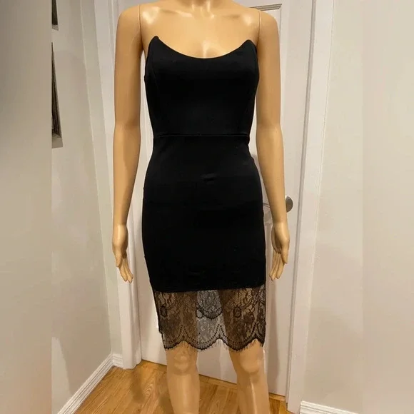 Women's Solemio Strapless Lace Panel Accent cocktail Dress Size - Picture 2 of 7